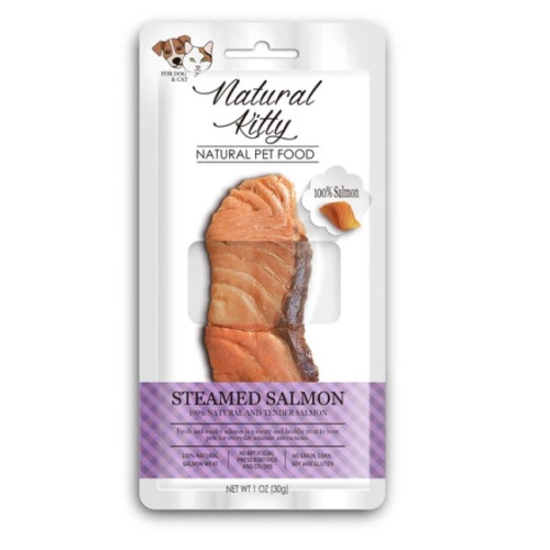 Лакомство для кошек и собак Natural Kitty Original Series STEAMED SALMON, в виде кусочков лосося приготовленных на пару - 30 г