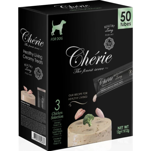 Влажный корм для собак набор Cherie Healthy Living Creamy Treat (Mega Pack)Chicken Selection на основе курицы 50 шт х 12 г (3 вкуса)