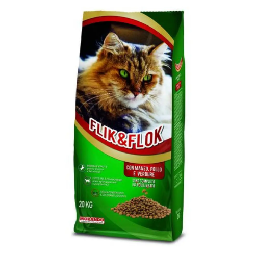 Сухой корм для кошек Morando Flik & Flock с говядиной, курицей, злаками и овощами (поддержка жизненной энергии) - 20 кг