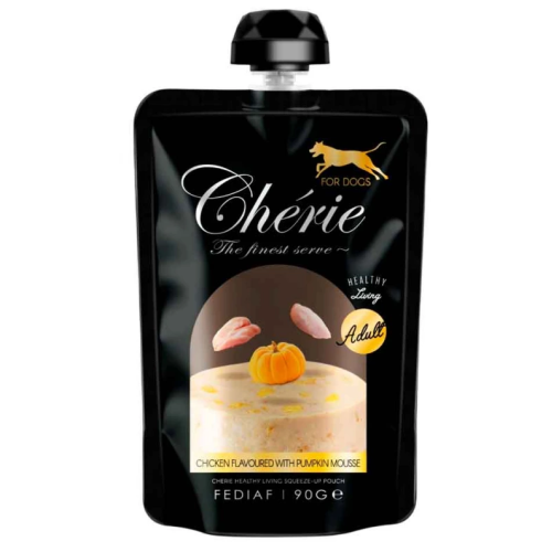 Вологий корм для собак Cherie Squeeze-Up Pouch Chicken & Pumpkin Mousse (For Adult Dog) мус з курки та гарбуза - 90 г