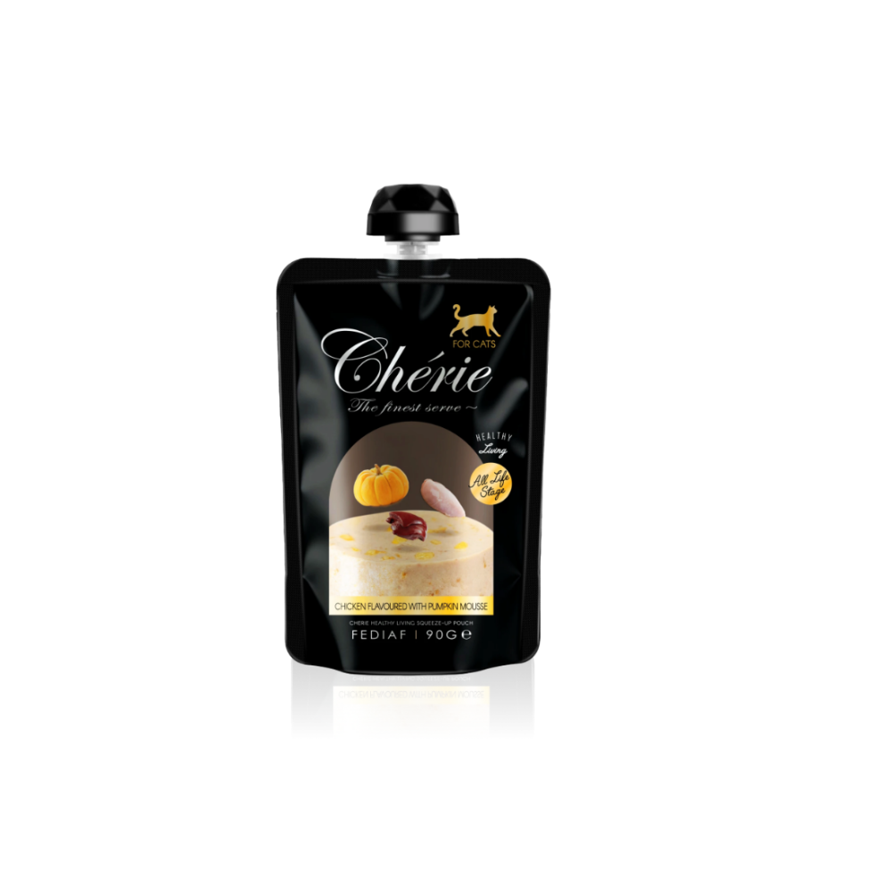 Влажный корм для кошек Cherie Squeeze-Up Pouch Mousse (For All-life Stage Cat) мусс из курицы и тыквы - 90 г