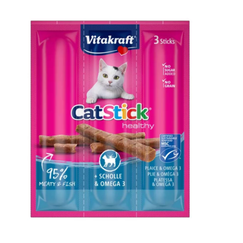 Лакомство для кошек Vitakraft Cat Stick, Salmon, MSC (мясные палочки с лососем) - 18 г (3 шт х 6 г)