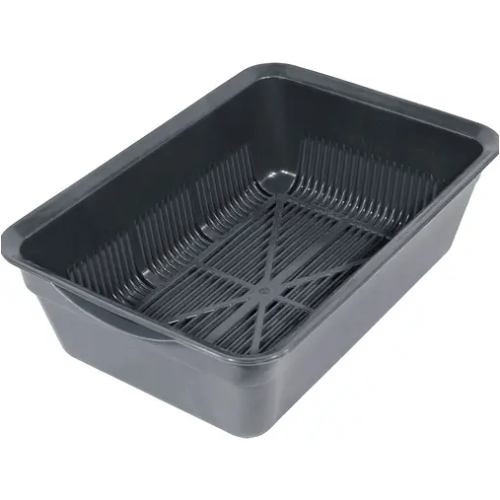 Туалет для кошек Тигрис глубокий с сеткой серый 40x27x13 см