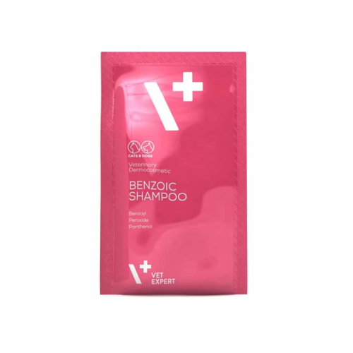 Шампунь для котов и собак Vet Expert Benzoic Shampoo 15мл (антибактериальный, противогрибковый) саше 20 шт