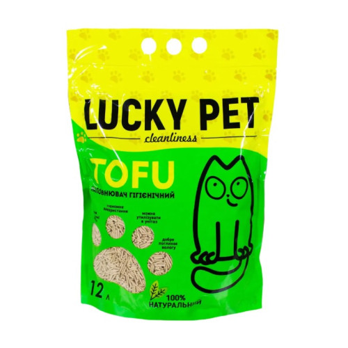 Наполнитель Lucky Pet из тофу для кошачьего туалета, гипоаллергенный, 12 л (5.2 кг)