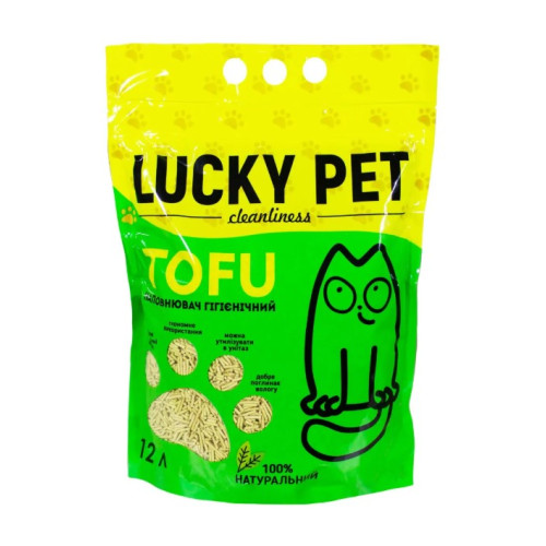 Наполнитель Lucky Pet из тофу для кошачьего туалета, с ароматом зеленого чая, 12 л (5.2 кг)