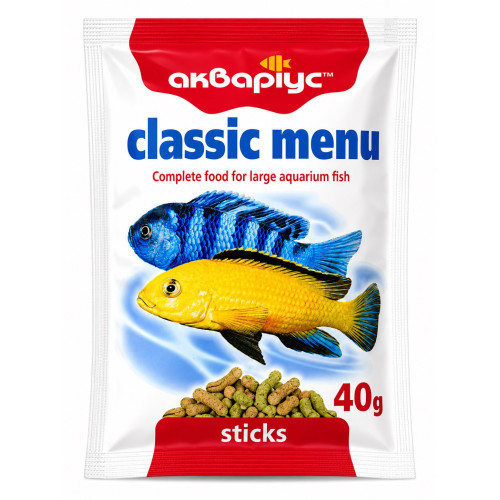 Корм для аквариумных рыб Аквариус Классическое меню, палочки (Classic menu sticks) - 40г