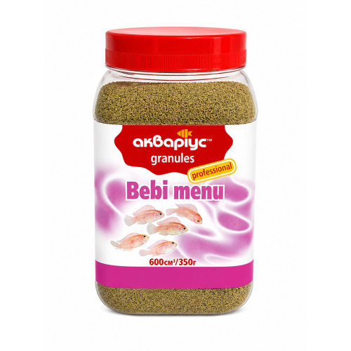 Корм для аквариумных рыб Аквариус Бейби меню для мальков (Bebi menu) - 600 мл (350г)