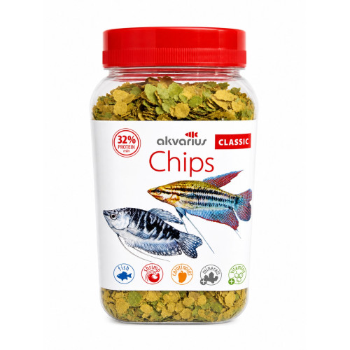 Корм для аквариумных рыб Аквариус Классическое меню, чипсы (Classic menu chips) - 600 мл (150 г)