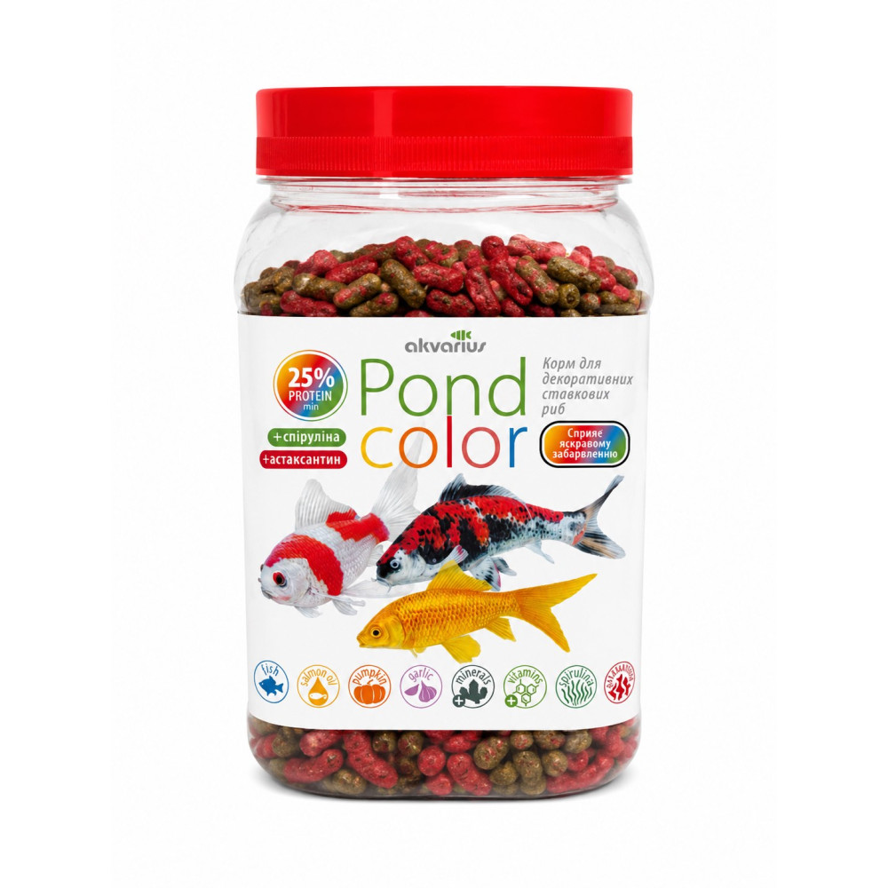 Корм для прудовых рыб Аквариус Понд Колор, стиксы (Pond Color) - 600 мл (140г)