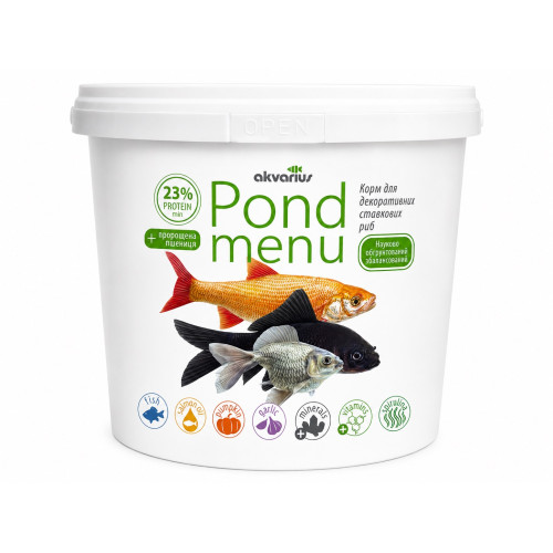 Корм для ставкових риб Акваріус Понд Меню, стікси (Pond Menu) - 10 л (2.5кг)