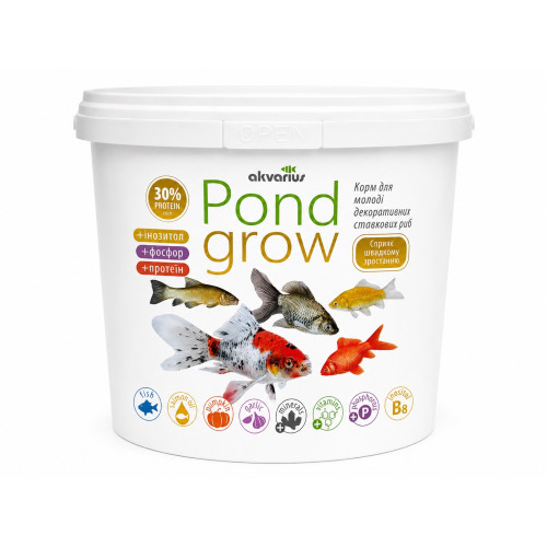 Корм для прудовых рыб Аквариус Понд гроу, пеллеты (Pond Grow) - 5 л (1.2кг)