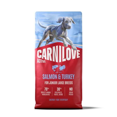 Корм сухой Carnilove Active Salmon & Turkey Junior Large Breed для молодых собак крупных пород лосось и индейка 12 кг