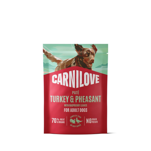 Корм влажный Carnilove Turkey & Pheasant with Raspberry Leaves для собак паштет индейка и фазан с листьями малины 300 г+G87
