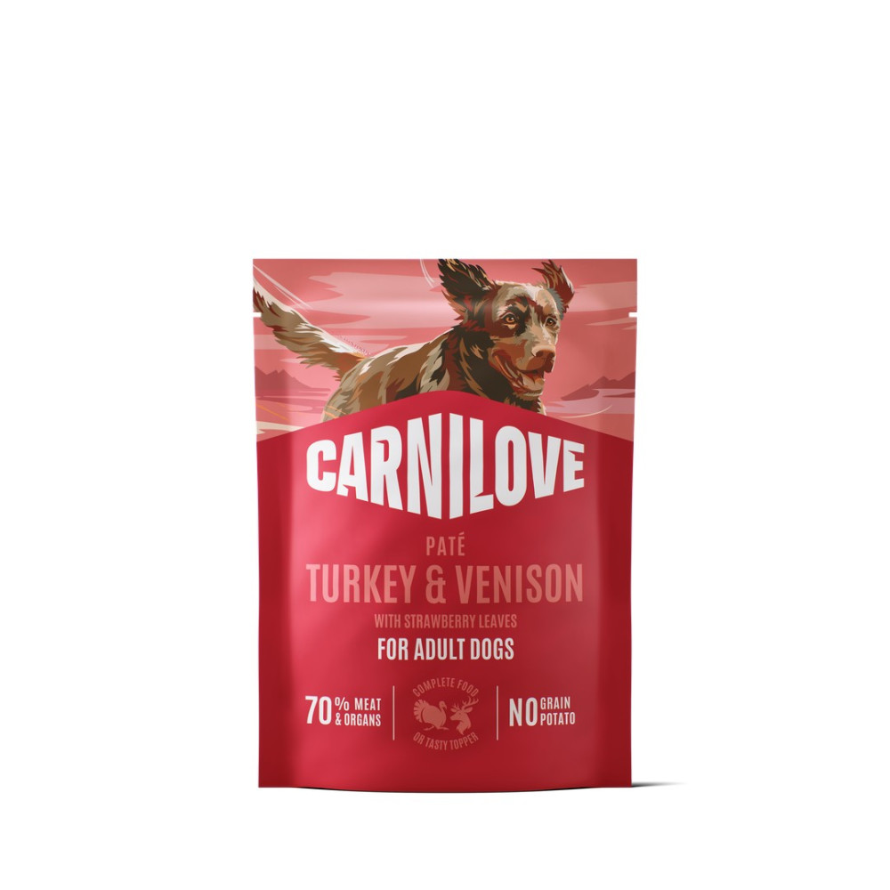 Корм вологий Carnilove Turkey & Venison with Stawberry Leaves для собак паштет індичка та оленина з листям полуниці 300 г