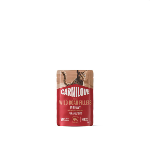Корм влажный Carnilove Gravy Wild Boar with Chamomile для кошек дикий кабан и ромашка в соусе 85 г