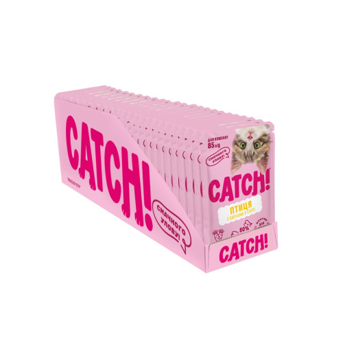 НАБОР Корм влажный Catch! для котят с птицей и овощами в соусе 24 шт х 85 г