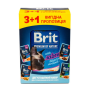 Влажный корм для стерилизованных кошек Brit Premium Delicate Fillets in Gravy филе в соусе, курица, набор паучей 3+1 - 340 г