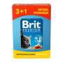 Влажный корм для кошек Brit Premium Cat Beef Salmon and Trout кусочки в соусе с лососем и форелью, набор паучей  3+1 - 400 г