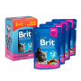 Вологий корм для котів Brit Premium Cat Chicken and Turkey шматочки в соусі з куркою та індичкою, набір паучів 3+1 - 400 г