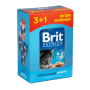 Вологий корм для кошенят Brit Premium Kitten Chicken Chunks шматочки в соусі з куркою, набір паучів 3+1 - 400 г