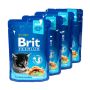 Вологий корм для кошенят Brit Premium Kitten Chicken Chunks шматочки в соусі з куркою, набір паучів 3+1 - 400 г