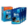 Вологий корм для кошенят Brit Premium Kitten Chicken Chunks шматочки в соусі з куркою, набір паучів 3+1 - 400 г