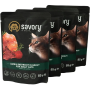 Влажный корм для взрослых кошек Savory Adult Cats with Lamb and Beetrot in Gravy ягнятина со свеклой в соусе, набор паучей 3+1- 340 г