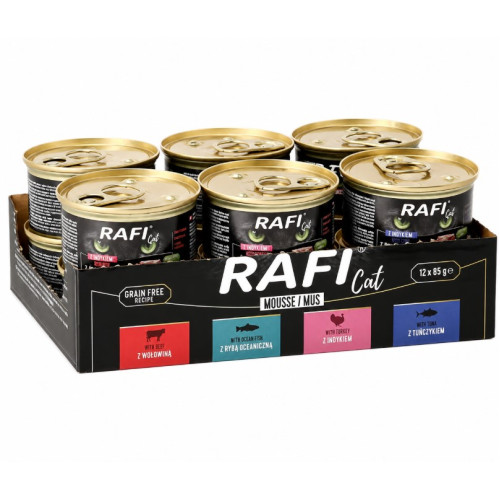 Набор влажных кормов для кошек Dolina Noteci Rafi Cat Mousse (Мусс 4 вкуса) - 12х85 г