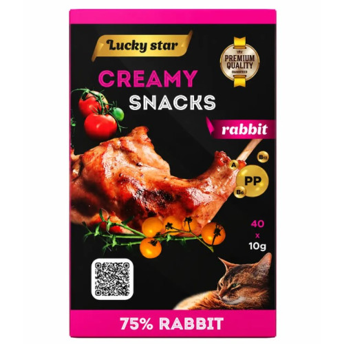 Нежное пюре Lucky Star для кошек из кроличьего мяса в шоубоксе - 40 стиков по 10 г