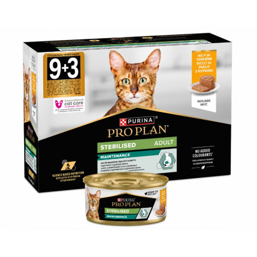 Влажный корм для кошек Purina Pro Plan Sterilised с курицей (мультипак) 85 г × 12 шт.