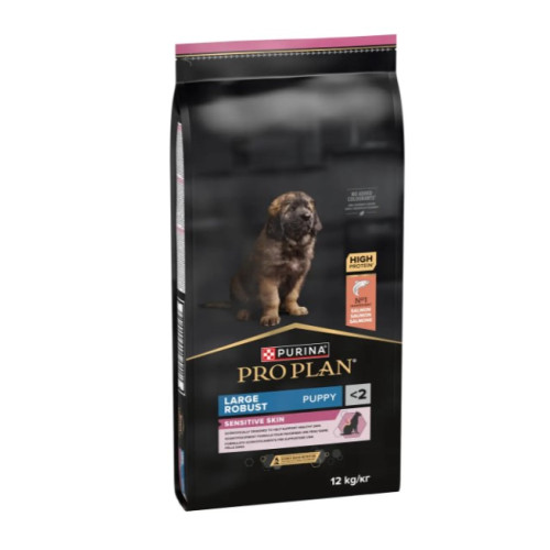 Сухой корм для щенков крупных пород массивного телосложения ProPlan DOG Large Robust Puppy Sensitive Skin с лососем — 12 кг