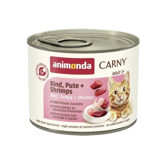 Консерва Animonda Carny Adult Beef, Turkey + Shrimps для котов,  с говядиной, индейкой + креветки, 200г 