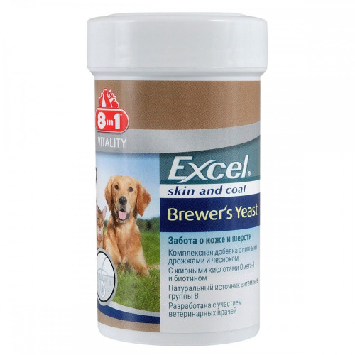 Пивные дрожжи 8in1 Excel Brewers Yeast для кошек и собак таблетки 140 шт