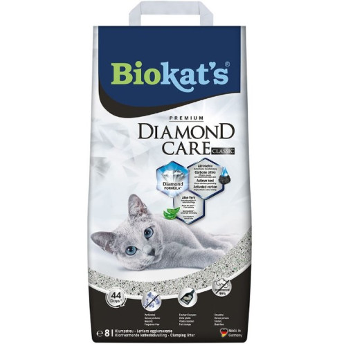  Biokat's Diamond Care Classic - комкующийся наполнитель c активированным углем, без запаха 8 л