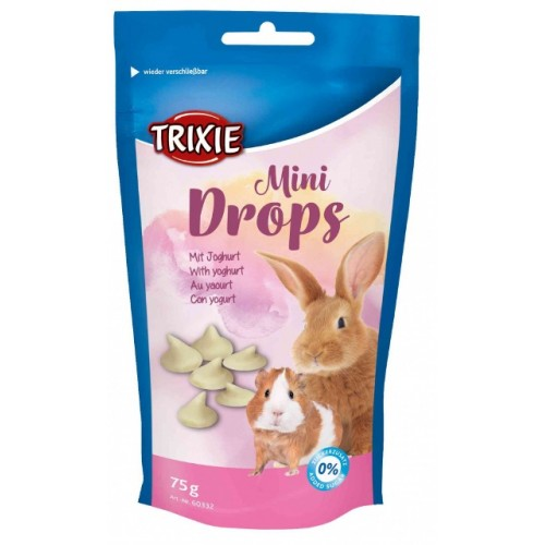 Ласощі для морських свинок та кроликів Mini Drops Trixie, йогурт 75г.
