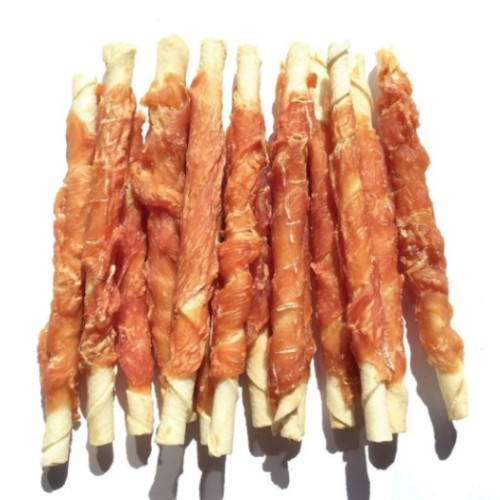 Лакомства для собак "Lucky Star", крученое мясо курицы на прессованной кости (12,5см), 500г