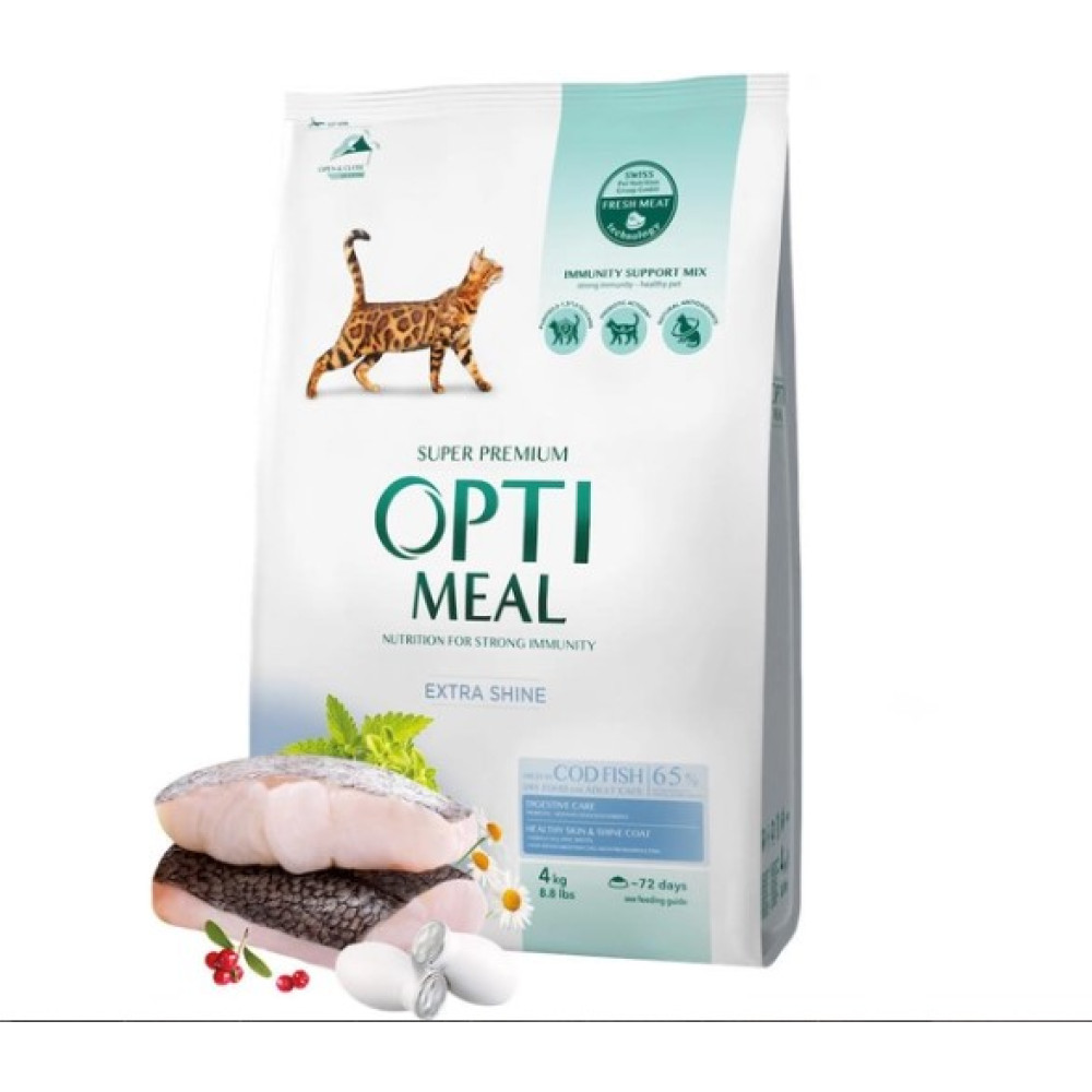 Сухой корм для взрослых кошек Optimeal (треска) 4 (кг)