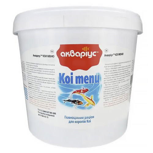Корм для прудовых рыб Аквариус Koi Menu Chips (чипсы для карпов Кои) ведро 5л (1.5 кг)