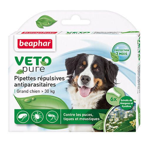 Капли от блох и клещей Beaphar Bio Spot On Veto pure для собак от 30 кг 6 пипеток