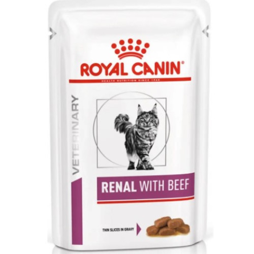 Влажный корм для кошек Royal Canin Renal Feline Beef Pouches при заболеваниях почек 12 шт х 85 г (говядина)