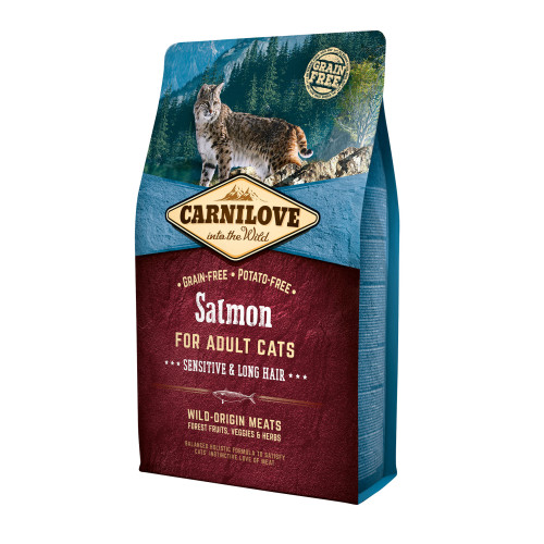 Сухой корм Carnilove Salmon Sensitive & Long-Hair для взрослых кошек с чувствительным пищеварением 2 кг