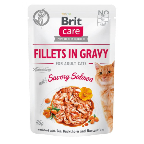 Влажный корм для кошек Brit Care с пикантным лососем в соусе 85 г