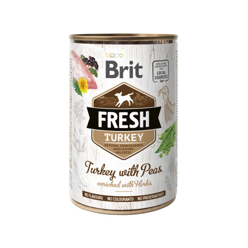 Влажный корм для собак Brit Fresh Turkey With Peas индейка, горох 400 гр.
