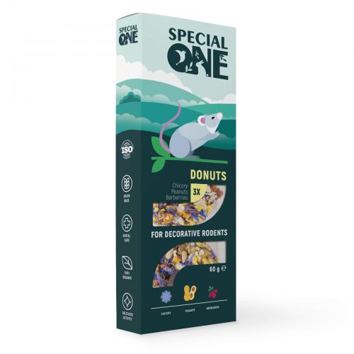 Пончик Special One «Цикорій, арахіс, барбарис» для декоративних гризунів 60г (3 шт)