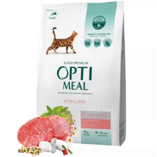 Сухий корм для стерилізованих кішок Optimeal (яловичина та сорго) 10 (кг)