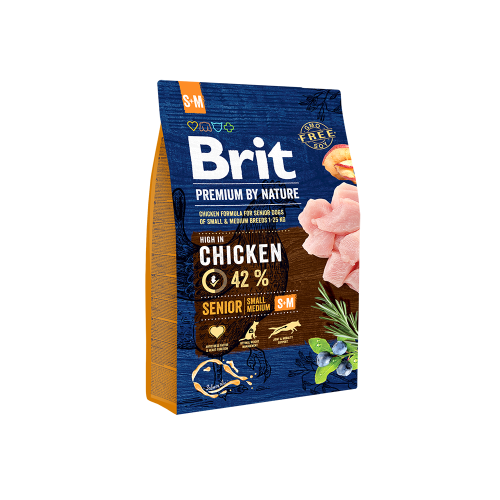 Сухий корм Brit Premium Dog Senior S+M для літніх собак дрібних та середніх порід зі смаком курки 3 кг