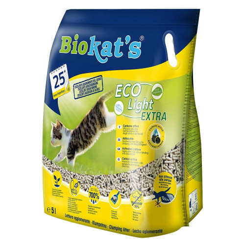 Наповнювач туалету для кішок тофу із вугіллям Biokatʼs Eco Light Extra 5 л