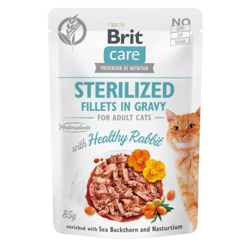 Влажный корм для стерилизованных кошек Brit Care с кроликом в соусе 85 г