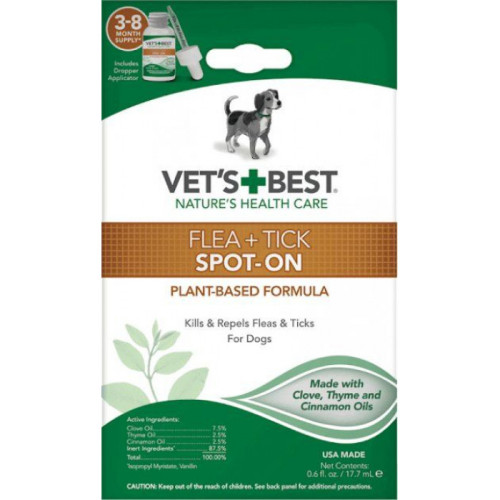 Краплі від бліх та кліщів для собак Vet's Best Flea Tick Spot-on 17.7 мл